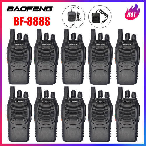 10PCS Baofeng BF-888S Walkie Talkie 5W 1500mAh 400-470MHz Two Way Radio BF888s BF 888S Comunicador Transceiver Radio Original