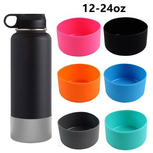 Silicone Boot For Hydro Flask 12 - 24oz Water Bottle Cup Lid Anti-Slip Bottom Sleeve Cover For Outdoor Camping Hiking Fishing