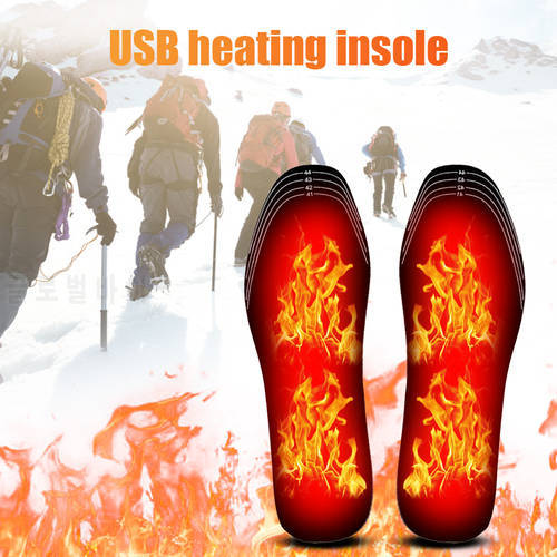2pcs USB Electric Shoe Insoles Feet Warm Sock Pad Mat Electrically Heated Insoles Winter Keeping Feet Warm Washable Shoe Mat