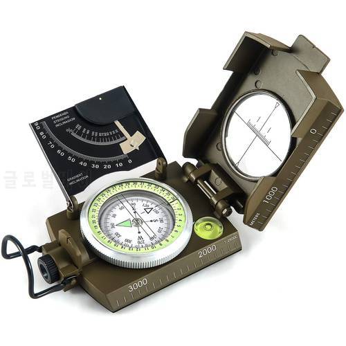 Multifunctional Military Metal Sighting Navigation Compass with Inclinometer Impact Resistant & Waterproof Compass for Hiking
