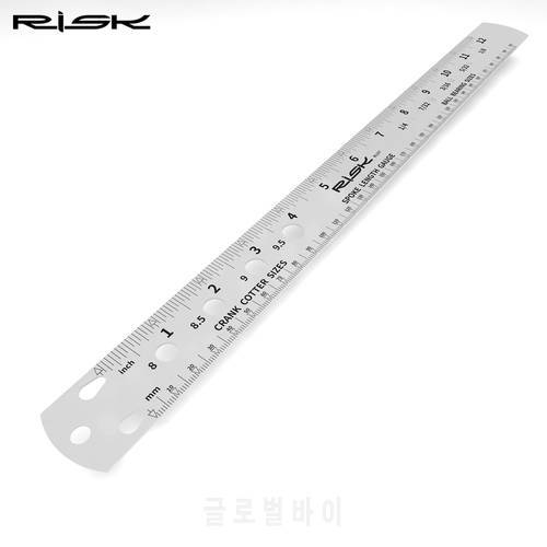 RISK Bicycle Bike Spoke Ruler Spoke Length Gauge Crank Cotter Pin Ball Bearings Measuring Tool Double Sided Metric Imperial