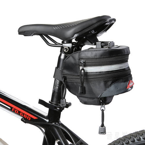 Bicycle Bag Mountain Bike Storage Saddle Bag Waterproof Reflective Cycling Seat Tail Rear Pouch Large Capacity MTB Accessories