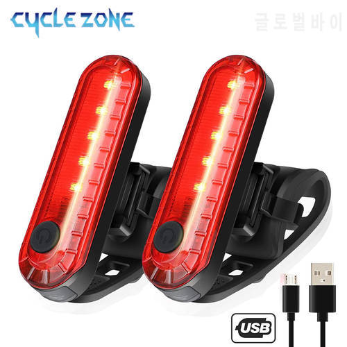 2Pcs LED USB Rechargeable Bike Bicycle Cycling 4 Modes LED Front Rear Tail Light Lamp Outdoor Sports Bike Light