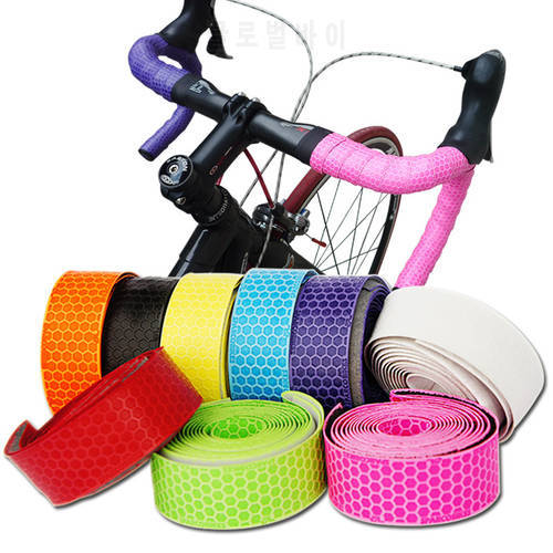 Road Bike Grip Belt PU Honeycomb Pattern Road Bike Grip Belt with Wear-resistant Anti-skid Sweat-absorbent Bicycle Handle Strap