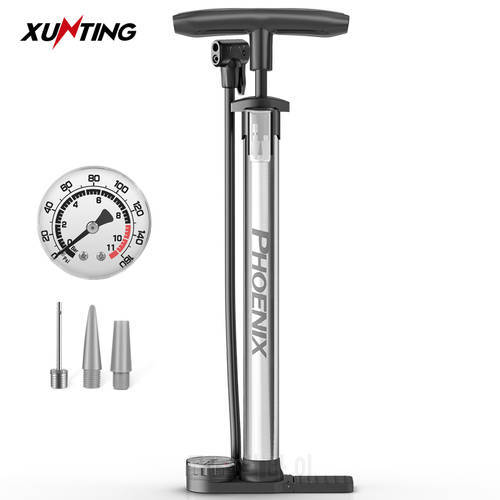 Xunting Bike Air Pump Portable High Pressure MAX 130PSI Tire Inflator Stainless Steel Ball Mountain Bicycle Pump Accessories