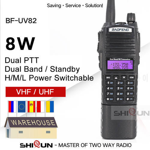 UV-82 Amateur Ham Radio 8W Baofeng Enlarge 3800mAh UV 82 Walkie Talkie 10 KM Boafeng Dual PTT UV-9R UV-5R UV82 UV 9R Waki Taki