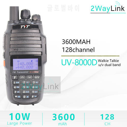 TYT TH-UV8000D 10W Dual band Walkie Talkie VHF 136-174MHz UHF 400-520MHz Handheld Ham Radio FM Transceiver Two Way Radio