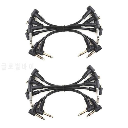 12 x Electric Guitar Cables 6 Inch 1/4 Right Angle Effect Pedal Patch Cord Black