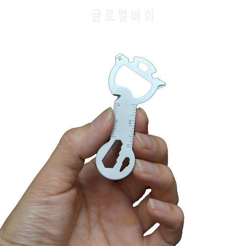 EDC Tool Stainless Steel 18 in 1 Beer Opener Screwdriver Key Ring Survival Card Tool Fits Perfect in Your Wallet