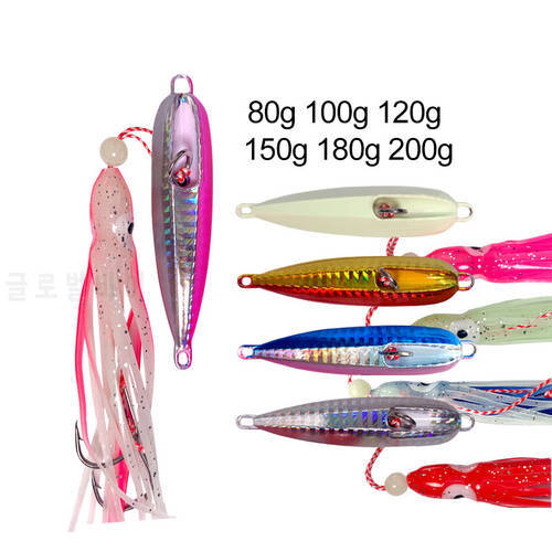 Inchiku Fishing Lure 40-200g Metal Jig Head BKK Fish Luminous Squid Hook Lead Sinker Jigs For Boat Sea Spinning Pesca Accesorios