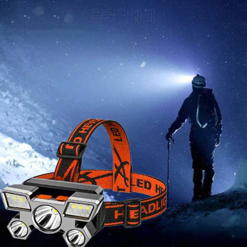 5LED with18650 Battery USB Rechargeable Portable Flashlight Lantern Headlamp Outdoor Camping Headlight Strong Headlight