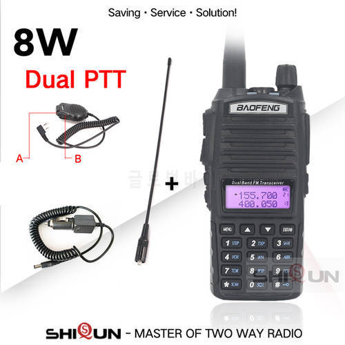 Walkie Talkie Baofeng 8W UV-82 10KM UV-82 Ham CB Radio Tri Power Band Dual PTT 10 KM UV-82HP Two Way Radios for Hunting UV 5R 82