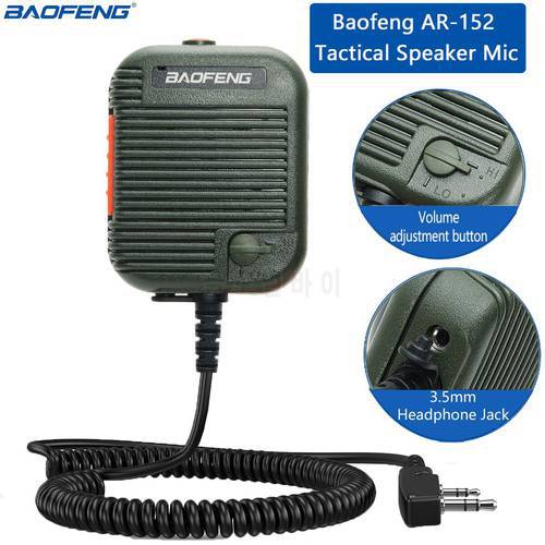 Baofeng AR-152 Tactical Speaker Mic Shoulder Microphone Volume Adjustable for TYT Baofeng AR-152 UV-5R UV-S9 PLUS Walkie Talkie