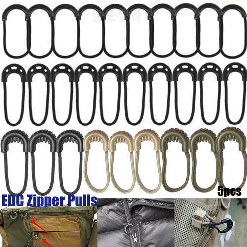 5/10PCs EDC Zipper Tail Rope Buckle Ends Lock Zips Zipper Pull Replacement Bags Backpack Anti-theft Clip Buckle Cord