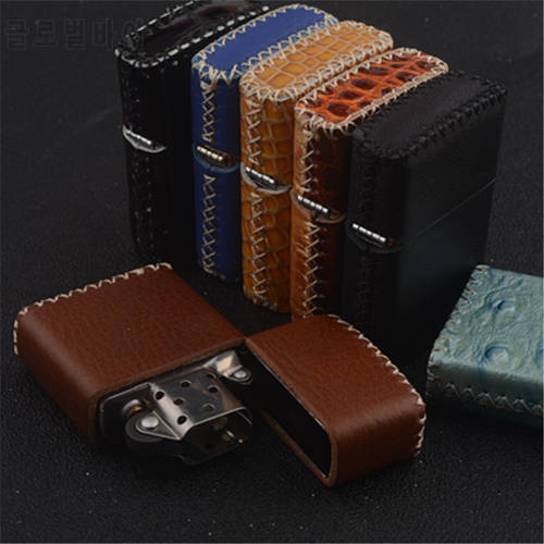 Hand-stitched Cowhide Leather Durable Protective Sleeve Simple Case Lighter Holster Cover for Zippo Lighter Cover