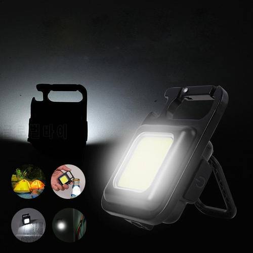 Mini LED Flashlight Work Light Portable Pocket Flashlight Keychains USB Rechargeable For Outdoor Camping Small Light Corkscrew