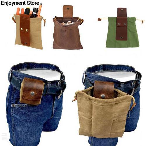 1pc PU Leather and Canvas Bushcraft Bag, Canvas Foraging Pouch for Hiking, Treasures & Seashells, Easy Looping Around Belts