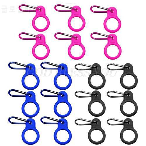 6pcs Silicone Water Bottle Carrier Hiking Bottle Holder Clip Hook with Carabiner for Bike Camping Traveling Outdoor Activities