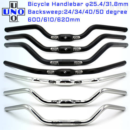 UNO Bicycle Swallow Handlebar M Type Aluminum Alloy 31.8 x 600/610/620mm Black Silver Retro Comfort City Road Bike Handlebars