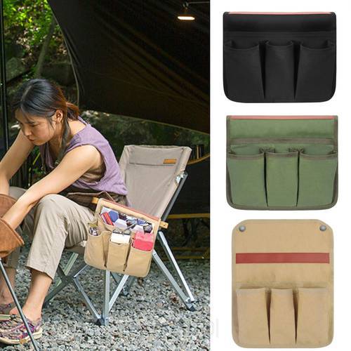 1 Pc Camping Chair Armrest Storge Pocket Home Chair Side Canvas Organizer Hanging Bag Outdoor BBQ Gardening Tool Bag