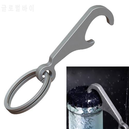 1 Pc TC4 Titanium Alloy Creative Mini Beer Bottle Opener Keychain with Key Rings Can Opener Portable EDC Gadget Pendant