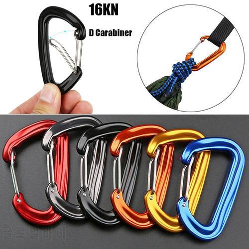 16KN Professional Climbing Carabiner D Shape Mountaineering Buckle Hook Safety Lock Outdoor Climbing Equipment Accessory