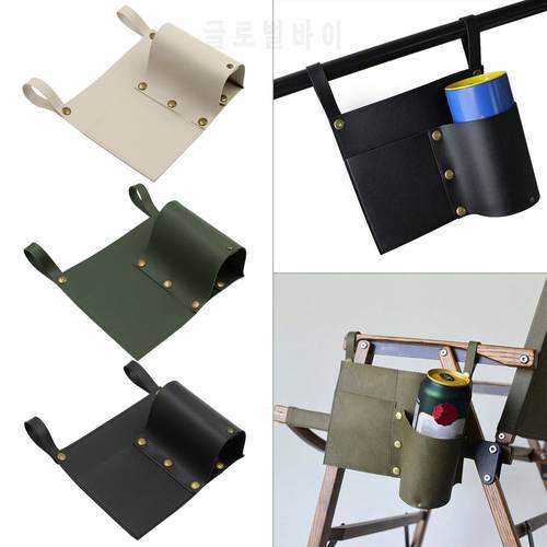 1 Pc Outdoor Camping Chairs Hanging Storage Bags Folding Table Chair Side Pocket Hanging Leather Bag for Hiking Picnic BBQ