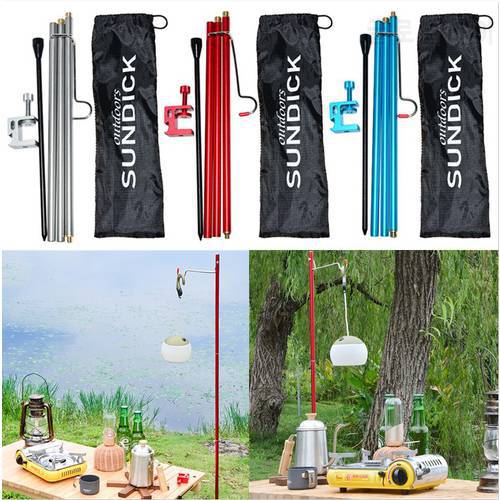 SUNDICK Telescopic Mini Foldable Lamp Holder Rod for Fishing Outdoor Camping Hiking BBQ Lantern Light Pole
