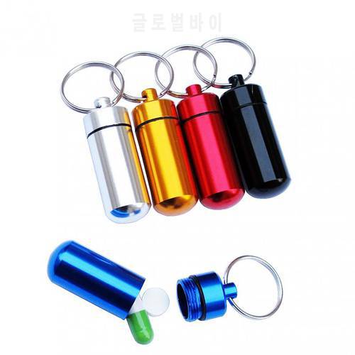 1pcs Storage Box High Quality Portable WaterProof Mini Blue Aluminum Keychain Tablet Bottle Case Holder Camping Tools
