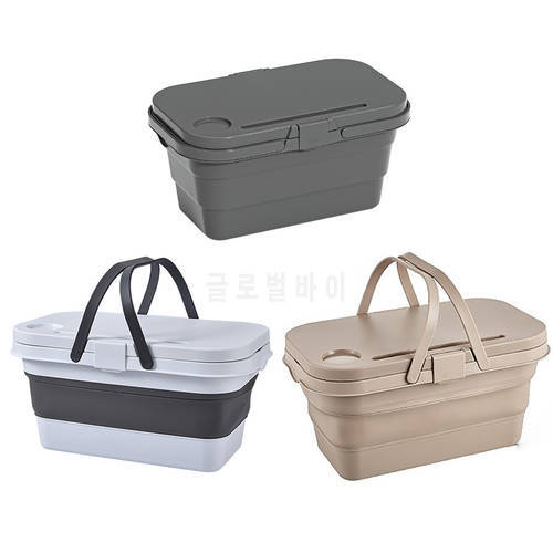 Outdoor Camping Picnic Fruit Basket Container Folding Picnic Storage Box Small Desk Camp Equipment Tactical Survival Multitool