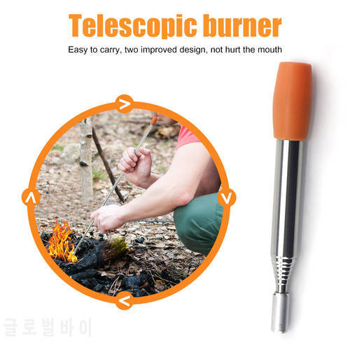 Stainless Steel Barbecue Blow Fire Tube Telescopic Portable Outdoor Beach Garden Blowing Fire Pipe Camping Hiking Equipment