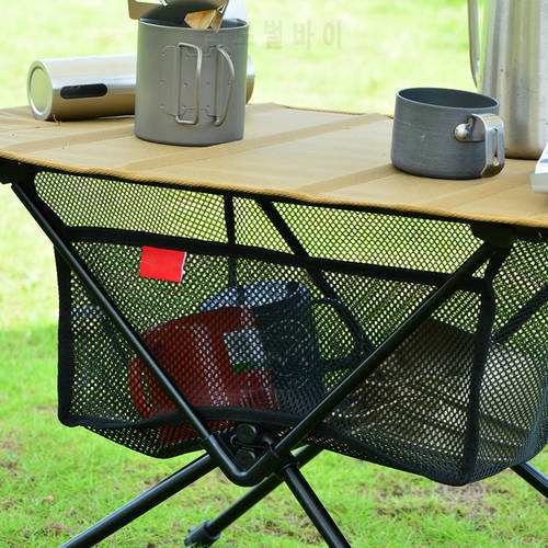 Portable Folding Table Storage Net Shelf Bag Stuff Mesh For Picnic Outdoor Camping BBQ Kitchen Folding Table Rack Outdoor Desk