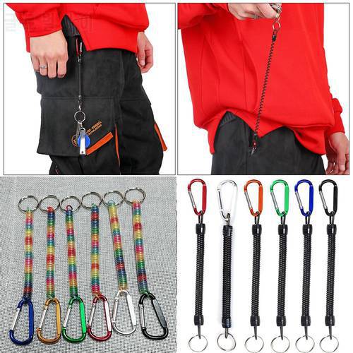 Tether Security Gear Tool Anti-lost Phone Keychain Camping Carabiner Spring Elastic Rope Portable Fishing Lanyards