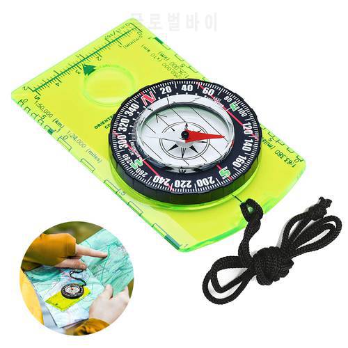 Orienteering Compass Green Acrylic Multifunctional Compass Map Ruler Scale Hiking Camping Navigation and Survival