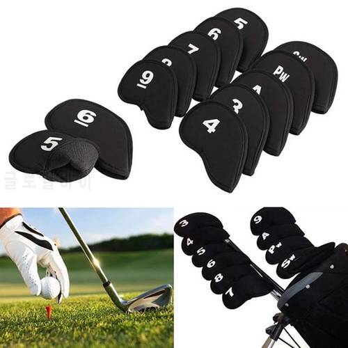 10Pcs Portable PU Golf Club Iron Head Covers Protector Golfs Head Cover Set Dropship 2022