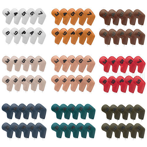 Golf Club Head Covers Oil Edge Wedge Velvet Iron Headcovers Set Synthetic Leather Multi-Color 3-9 ASP 10pcs