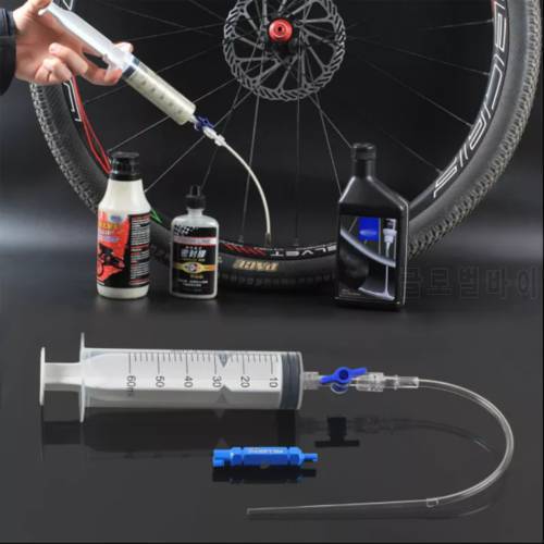 Cycling Mountain Road Bike Tubeless Tire Sealant Injector Kit with 60ml Syringe MTB Mountain Road Bike Repair Tools