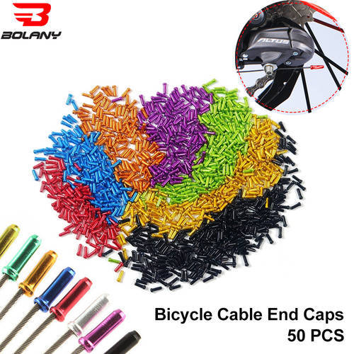 BOLANY 50 Pcs/Lot Bicycle Brake Shifter Wire End Caps MTB Bike Cable Cap Aluminum Alloy Protection Cover Cycling Accessories