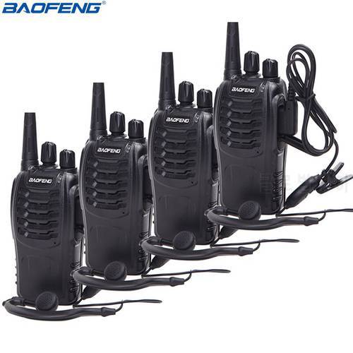 4Pcs Baofeng BF-888S Walkie Talkie UHF Two Way Radio BF888S Handheld Radio 888S Comunicador Transmitter Transceiver+ 4 Headsets