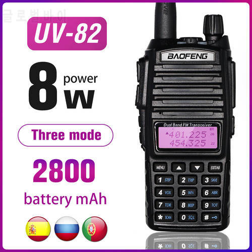 Baofeng Walkie Talkie UV 82 10 KM Two-way Radio 8W/5W UV-82 Walkie-talkies Portable Ham Radio Station VHF UHF Dual PTT Button