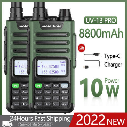 2PCS BAOFENG UV13 Pro 10w High Power Long Range Dual Band Walkie Talkie Upgrade of UV5R Two Way Radio with Typ-C Charger