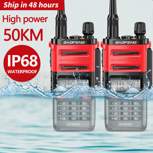 2PCS Original Baofeng UV-9R PRO Walkie Talkie 10W IP68 Waterproof Dual Band 136-174/400-520MHz 10KM Portable Ham 2 Way Radio
