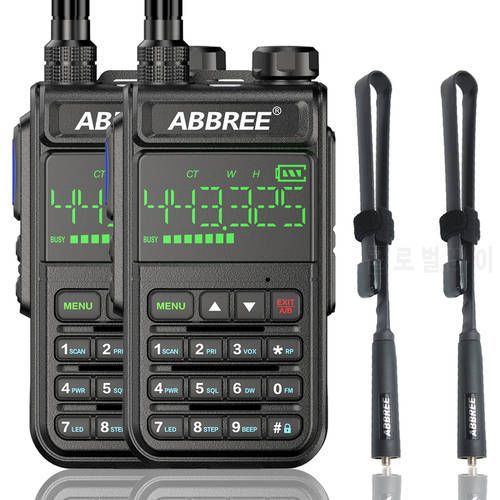 1/2PCS ABBREE AR-518 Full Band Wireless Copy Frequency Air Band Walkie Talkie Outdoor Intercom UHF VHF Add Tactical Antenna