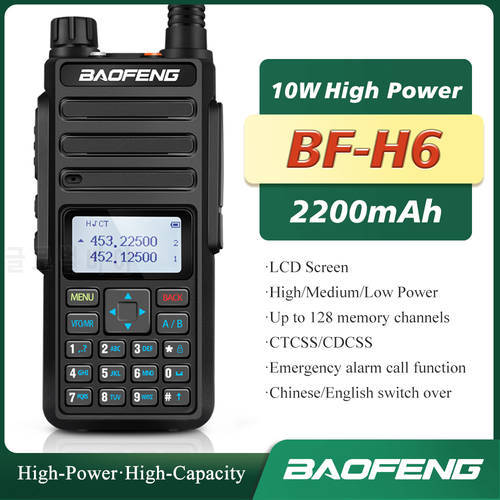 1/2pcs Real 8W Walkie Talkie Baofeng BF-H6 VHF UHF Dual Band Two Way Radio 2021 New Upgrade Transmitter Baofeng Intercome BF-H6