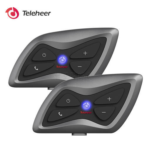 Teleheer T6 Plus Motorcycle Helmet Intercom 1500M Range BT5.1 Hands-free Interphone Full Duplex IP65 Waterproof with Microphone