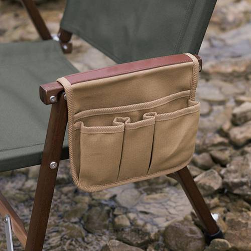 Camping Chair Armrest Storage Bag Canvas Folding Chair Organizer Side Pocket Pouch Bag for Camping Picnic Fishing