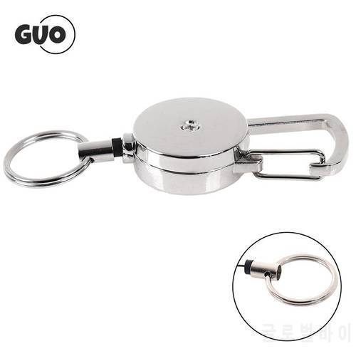 1pc Metal Retractable Pull Key Ring Recoil Reel Belt Clip ID Badge Holder Name Tag Card Holder Easy Pull Hiking Buckle