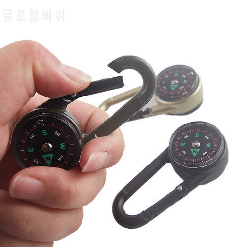 Zinc Alloy Metal Outdoor Car Keychain Mini Compass Double-sided Mountaineering Buckle Snap Hook
