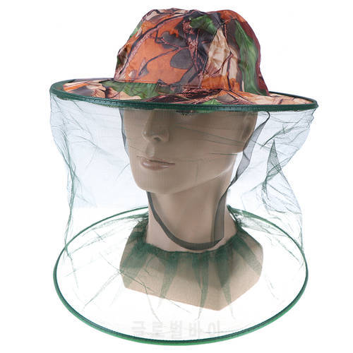 1PC Camouflage outdoor fishing hat mosquito net beekeeping hat