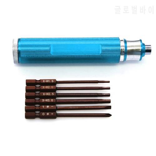 6 in 1 Hexagon Screwdriver H1.5 2.0 2.5 3.0mm Hex Slotted Phillips Screwdriver Tool Kit for RC Model Car Boat Aircraft